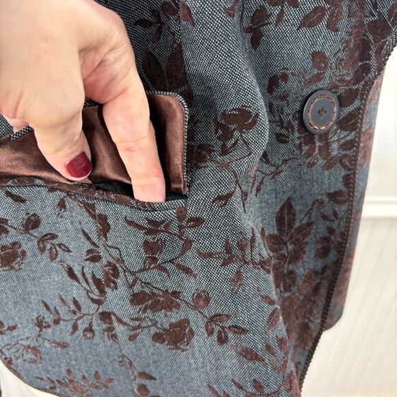 Caslon Size 18W Blazer Jacket Velvet Flocked Floral Indie Whimsigoth Dark Fairy - Picture 13 of 13
